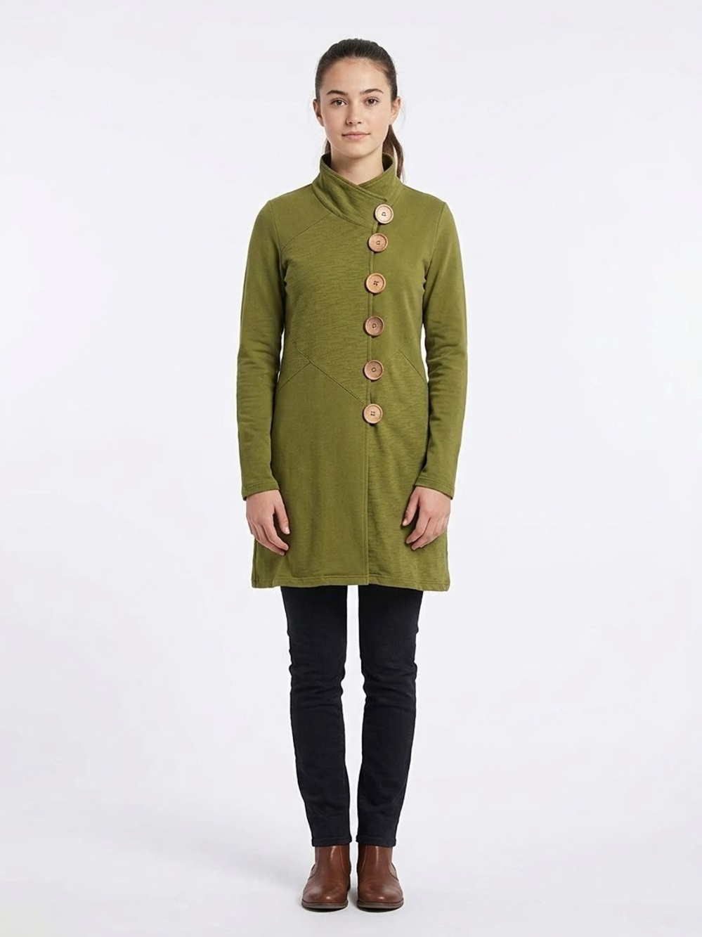 Neon Buddha Asymmetrical Tunic Jacket Knit Car Coat Cardigan, size XS